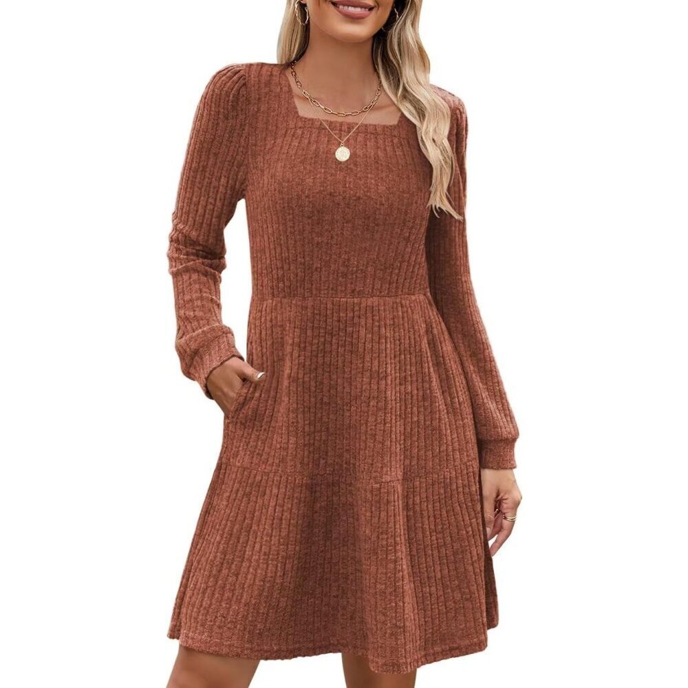 Fall Dresses for Women Long Sleeve Casual Loose Flowing Shift Dress
